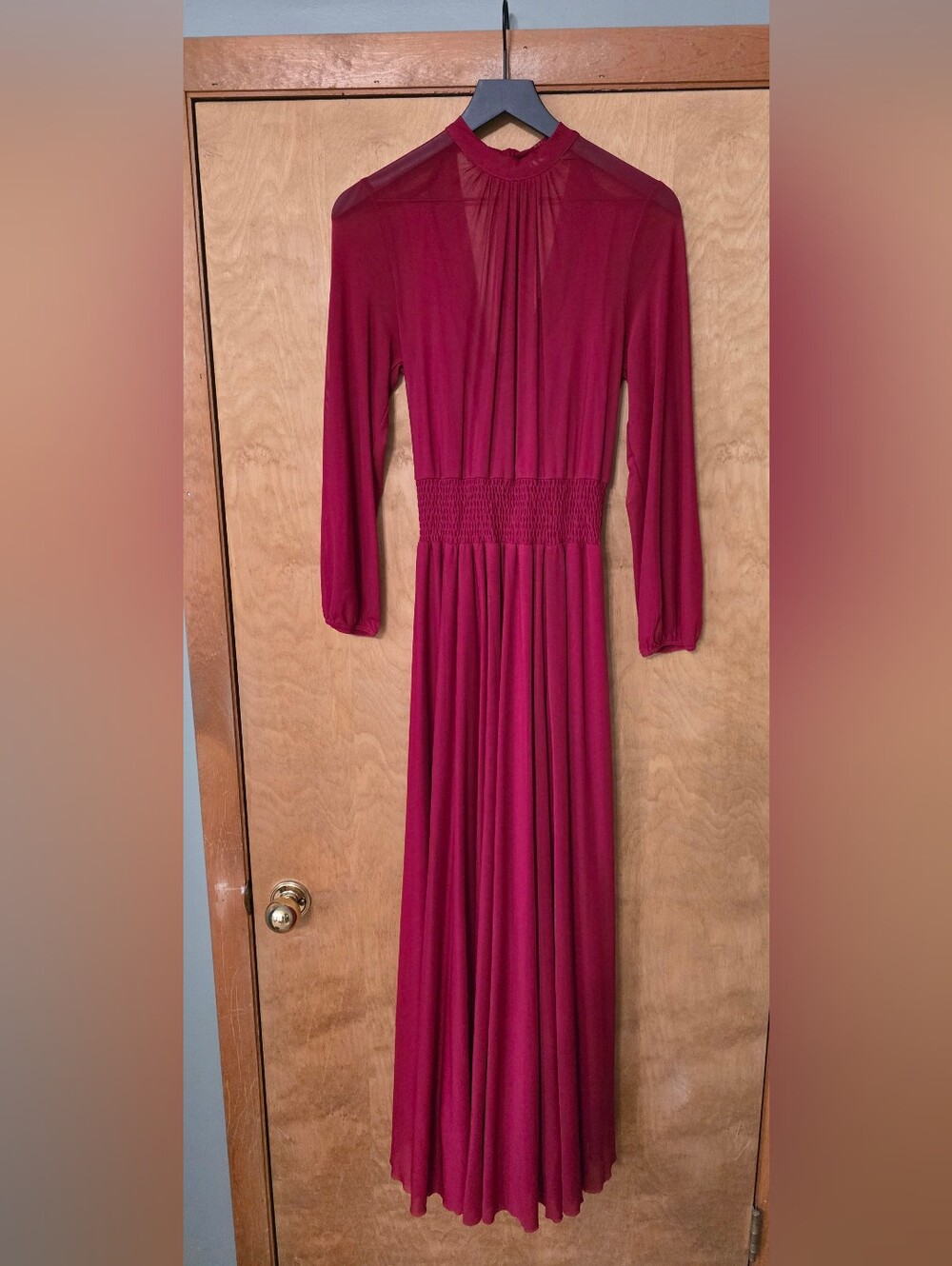 Joyfolie Mia Joy Long Sleeve Maxi Dress in Berry Red